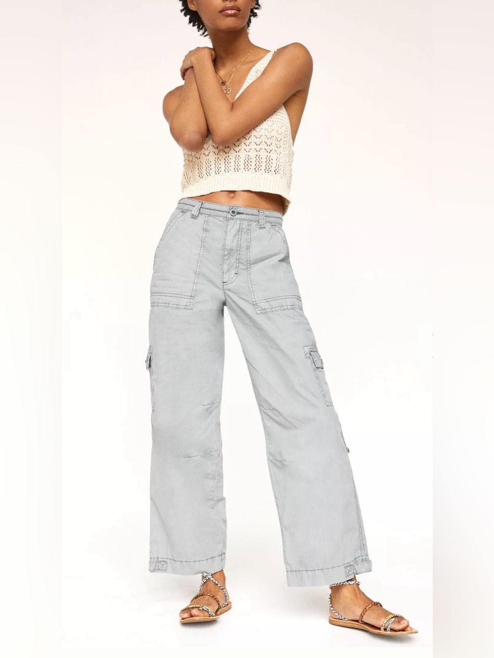Pilcro Anthropologie Ventura Utility Cargo Pants Gray